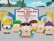 Craig Tucker, Kyle Broflovski, Eric Cartman, Clyde Donovan, Butter, Stan Marsh.