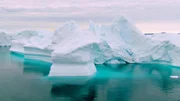 Eisberge an der Gletscherzunge des Eisfjords von Ilulissat. Unesco-Welt-Naturerbe