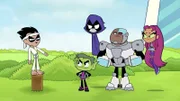 v.li.: Robin, Beast Boy, Raven, Cyborg, Starfire