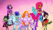 Beast Boy, Raven, B.E.R., Starfire, Robin