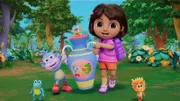 Dora und Boots müssen das große rote Huhn aufwecken, bevor es einen Wasserfall runter treibt!