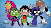 v.li.: Starfire, Beast Boy, Robin, Raven, Cyborg