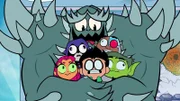Starfire, Raven, Robin, Doomsday, Cyborg, Beast Boy.