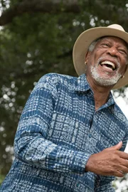Los Angeles - Host Morgan Freeman takes a break from production at the Angelus Mountain Center.