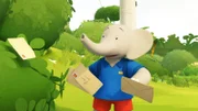 Babar und Evelyn machen sich von der Luft aus auf die Suche nach der verloren gegangenen Post, Badou und Chiku hingegen brechen zu Fuß auf.