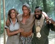 Tawnia (Marla Heasley), Brian (Barry Van Dyke) und B.A. (Mr. T, re.) haben es tatsächlich geschafft zu entkommen.