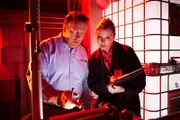 REENACTMENT: AAIB inspector Brian McDermid (played by Robert Bennett) shows the Boeing technician the ice in the FOHE (Fuel Oil Heat Exchanger).