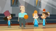 Beim Basketball (v.l.n.r.): Maurice, der Trainer, Leon und Max
