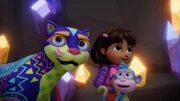 Dora, Boots und Benny müssen durch den Regenwald gehen, um einen ganz besonderen Kuchen zu Bennys Abuela zu bringen.