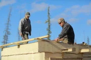 Tyler and Dustin working on smokehut.