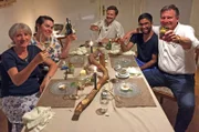 V.l.: Anja, Katja, Gastgeber Dirk, Anjan und Helmut