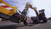 Der Pothole-Pro aus dem britischen Staffordhire repariert Schlaglöcher binnen weniger Minuten.