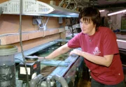 Anke Gassner reinigt die Becken im Aquarium.