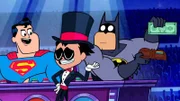 v.li.: Superman, Robin, Batman