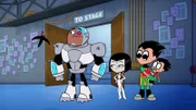 v.li.: Birdarang, Cyborg, Raven, Robin