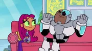 v.li.: Starfire, Cyborg