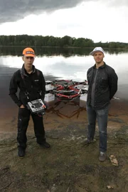 Janis Putrams and Ingus Augstkalns and the drone jump.