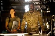 Maj. Rachel Dalton (Rhona Mitra) and Major Oliver Sinclair (Rhashan Stone).