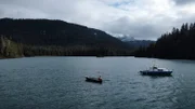 Matt Carlson fishes aboard his skiff to manuver better.