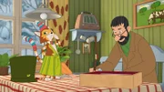 Pettersson und Findus versuchen, den Inhalt des verschmierten Briefs herauszufinden und ihn neu zu schreiben.