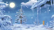 Noch einmal blicken der kleine braune Hase und sein Vater auf den wunderschön geschmückten Festbaum.