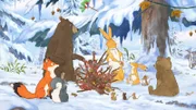 Nachdem alle wieder vereint sind, feiern die Freunde das Winterfest gemeinsam.
