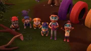 v.li.: Charge, Wheeler, Rubble, Mix, Lucas, Lily