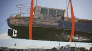 The "Geographe Marine Salvage and Rescue" team is salvaging an eight-ton ship off the coast of Dawsville.