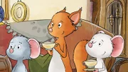 Tilda, Molly und Edna lauschen dem Märchen von Rupert.