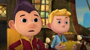 Tashi und Jack verlangen von den Piraten die Steuer für das Dorf zurück.