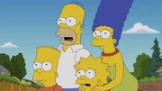Erleben eine Energierevolution, nachdem Elon Musk in Springfield landet: (v.l.n.r.) Bart, Homer, Lisa und Marge ...