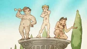 Comic als neues Stilelement der Reihe Große Völker: Die Superstars im alten Olympia waren Ringer, Catcher und Boxer.