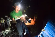 Dr. Po-Jen takes a picture of a frog.