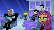 v.li.: Cyborg, Beast Boy, Robin, Raven, Stafire