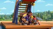 v.li.: Mix, Wheeler, Mayor Greatway, Mr. Ducky Doo, Rubble, Charger