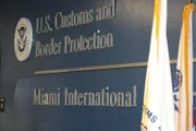 A U.S. Customs and Border Protection sign at Miami International Airport. (National Geographic/Lucky 8 TV)