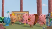 Für die große Parade baut Beccas Bande mit Billys Hilfe einen Umzugswagen. Ihr Motto: die Geschichte von den drei kleinen Schweinchen.