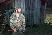 Willy standing guard by the barn.