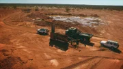 The clean-up squad fights its way through the outback on unpaved gravel roads.