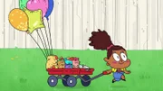 Greg (l.), Mondo (2.v.l.), Lil Pal (3.v.l.), Popcorn (4.v.l.), Clover (5.v.l.), Bernie (r.)