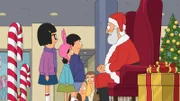 Der Weihnachtsmann (r.) droht Tina (l.), Louise (2.v.l.) und Gene (2.v.r.), sie auf die Liste der ungezogenen Kinder zu setzen, woraufhin diese alles daran setzen, um ihm zu zeigen, was sie alles Gutes im vergangenen Jahr getan haben ...