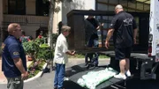 Bill Engvall assisting with the unload of the tank facade.