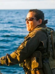 Game Warden Carmen Rickel facing the sun