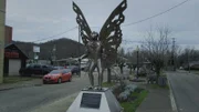 Statue of the so-called moth man.