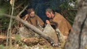 Dave and Sarah in their shelter.