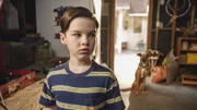 Der neue Hund der Sparks sucht sich ausgerechnet Sheldon (Iain Armitage) als neuen besten Freund aus, obwohl dieser panische Angst vor Hunden hat ...