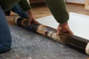Anna Bungenberg rollt die hergestellte Kopie auf, um die Struktur des Originals nachzuahmen.