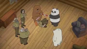 Ranger Martinez (l.), Grizzly Bear (4.v.l.), Ranger Tabes (3.v.r.), Panda Bear (2.v.r.), Ice Bear (r.)