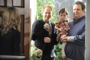 "Modern Family", "Mit Windmühlen gegen die Realität." Claire ist genervt davon, dass ihre Familie nicht mehr ohne digitale Zerstreuung auskommt. Da schlägt Phil ein Spiel vor: Wer es am längsten ohne Handy, Computer und Videospiele aushält, dem winkt eine Belohnung. Doch nicht alle halten sich an die vereinbarten Spielregeln. Gleichzeitig wird Claire von Mitchell und Cameron um Rat gebeten. Die beiden wollen Lily in einer Vorschulgruppe unterbringen. Im Bild (v.li.): Julie Bowen (Claire Dunphy), Jesse Tyler Ferguson (Mitchell Pritchett), Eric Stonestreet (Cameron Tucker).