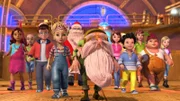 Am Nordpol, in der Werkstatt des Weihnachtsmanns, führt Murfin, der Chefmechaniker, die Geschenkemaschine vor. Voller Begeisterung staunen alle: Peter Pan und Tinker Bell, die Verlorenen Kinder und die Darling-Kinder John, Michael und Wendy.